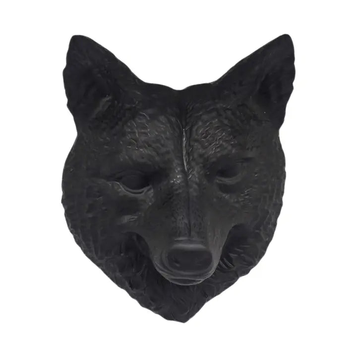 Matte Black Porcelain Wolf Head