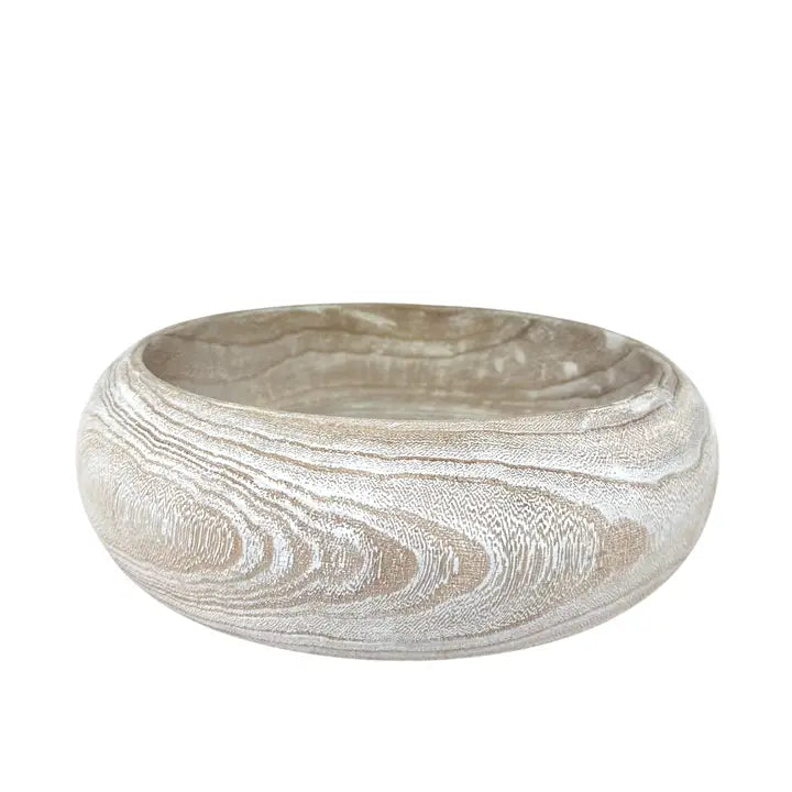 Antique White Wooden Bowl
