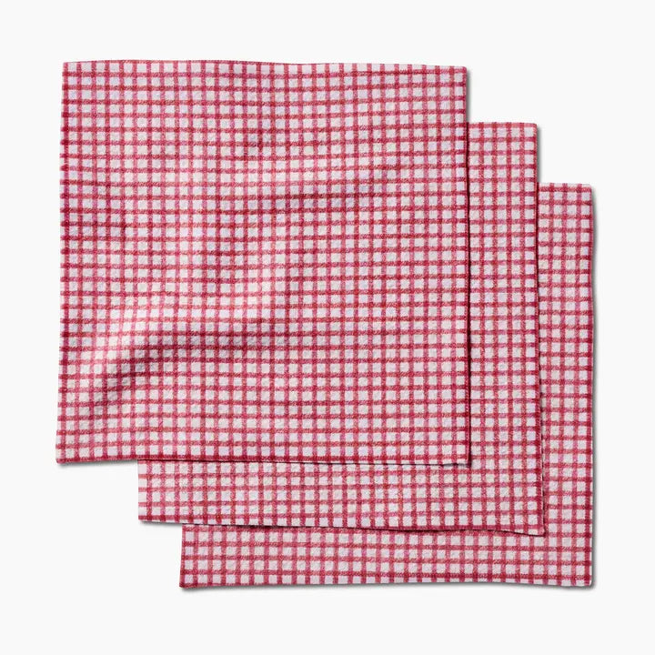 Fireside Plaid Red Geometry Dishcloth Set