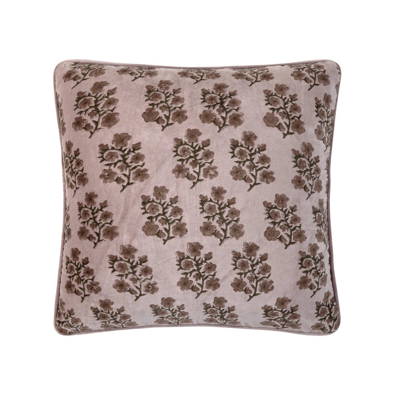 Lilac Block Print Velvet Pillow