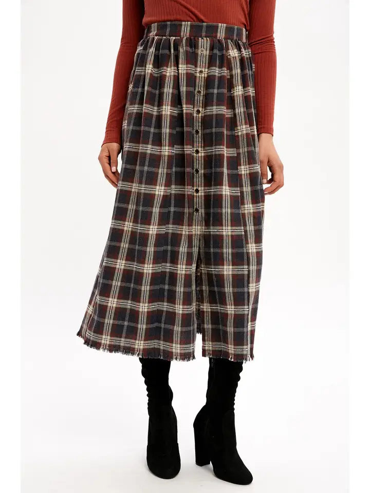 Navy Plaid Skirt