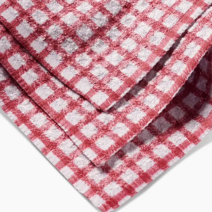Fireside Plaid Red Geometry Dishcloth Set