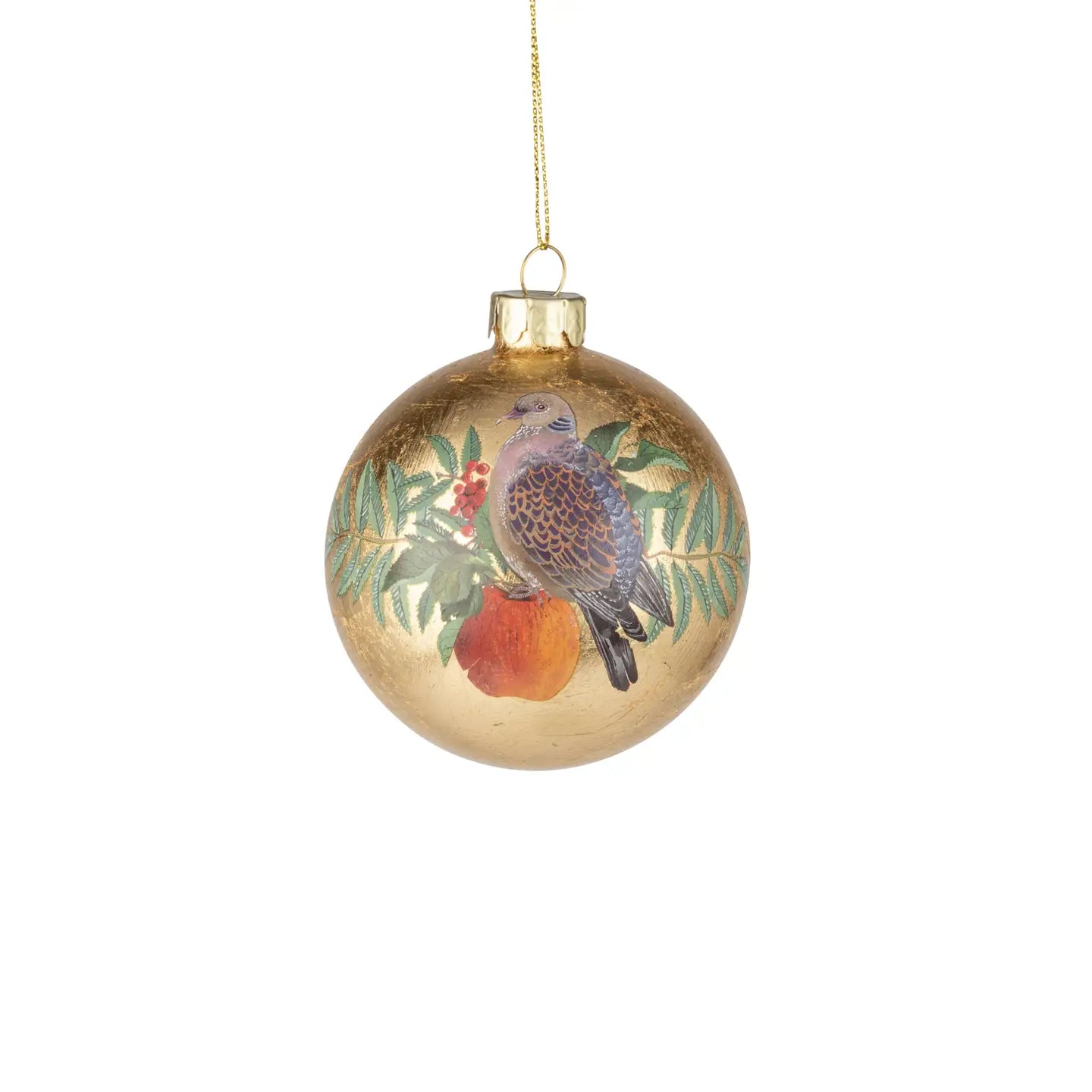 Grouse & Apple Glass Ball Ornament