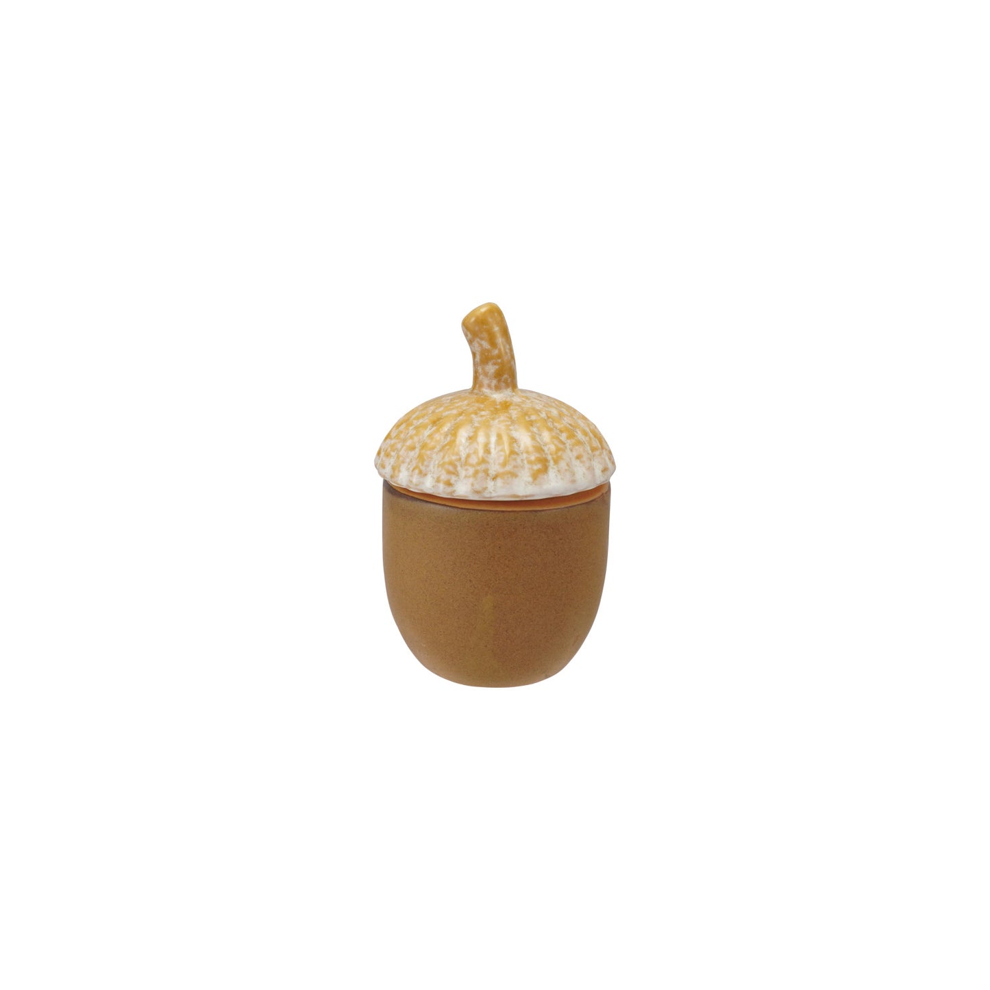 Stoneware Acorn Shaped Jar with Lid, Matte Reactive Glaze