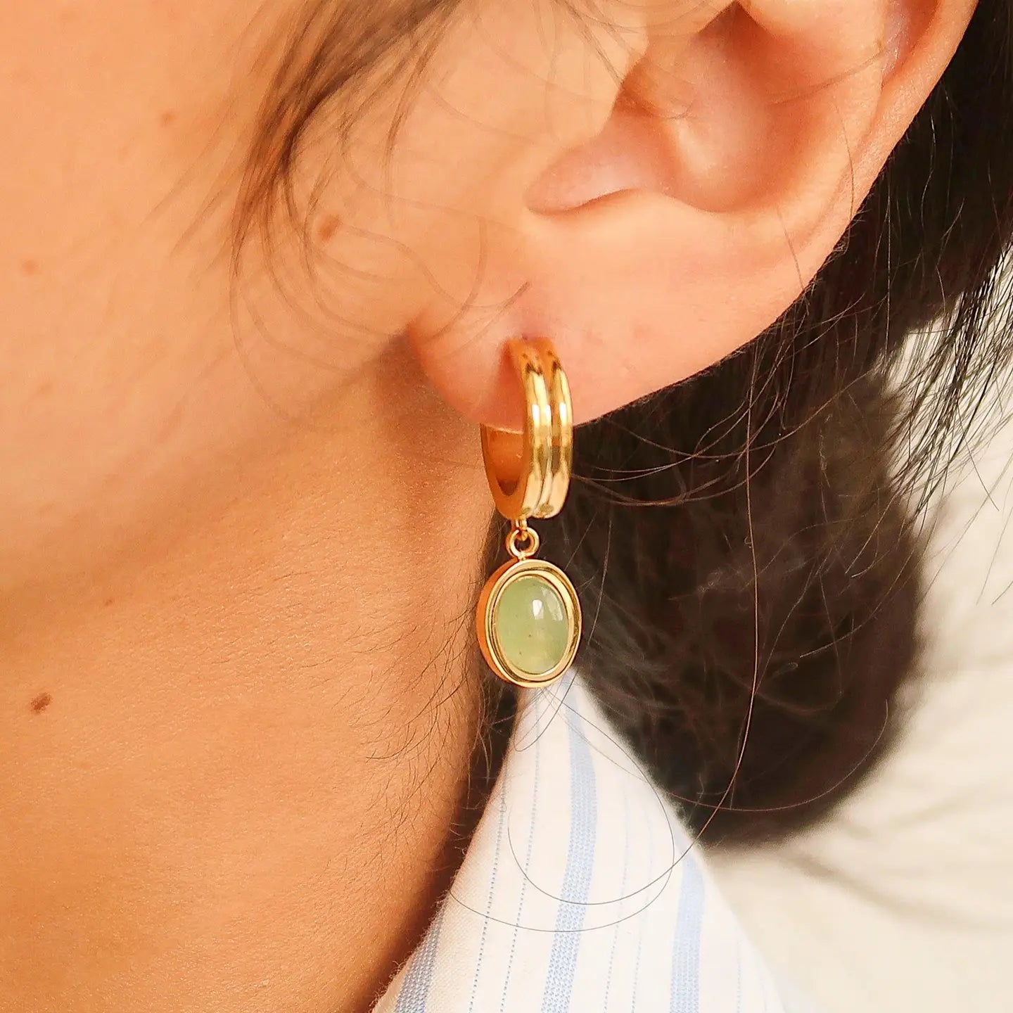 Whitnee Dainty Round Stone Dangle Earring