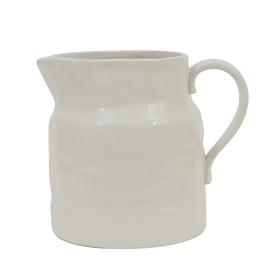 2 Qt Stoneware Pitcher - White