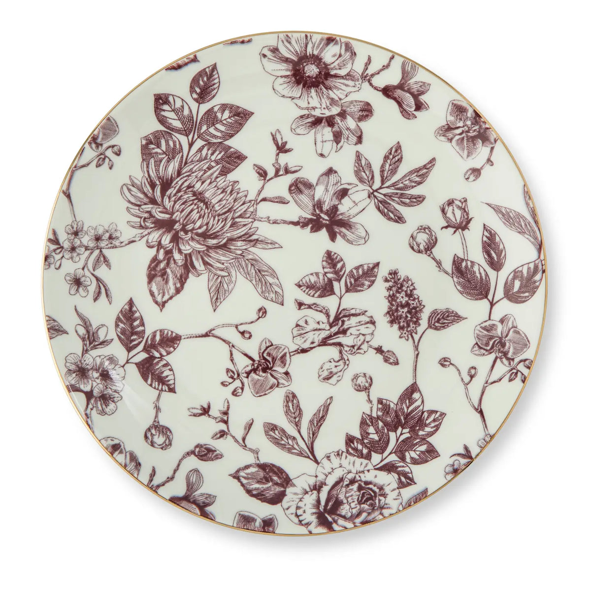 8" Dahlia Toile Gold Rim Salad Plate