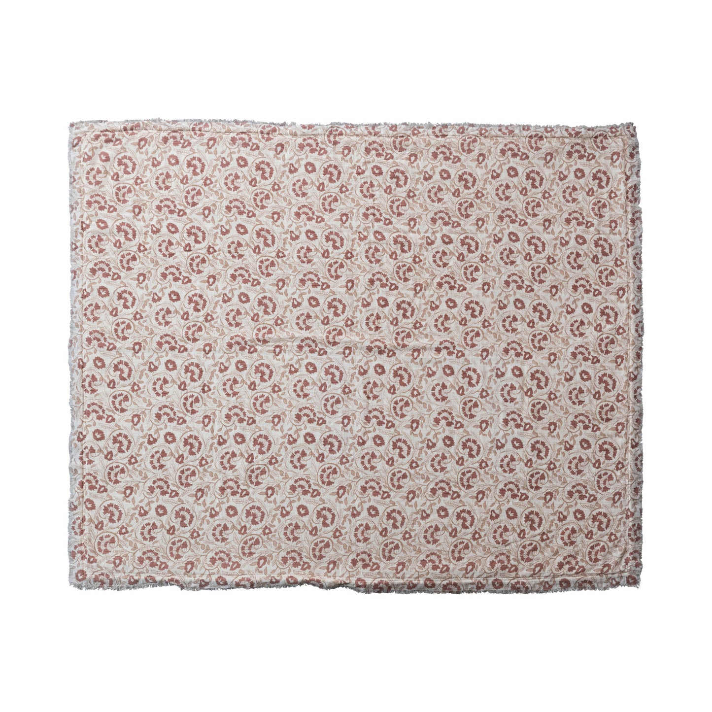 Woven Cotton Printed Throw w/ Sherpa Back