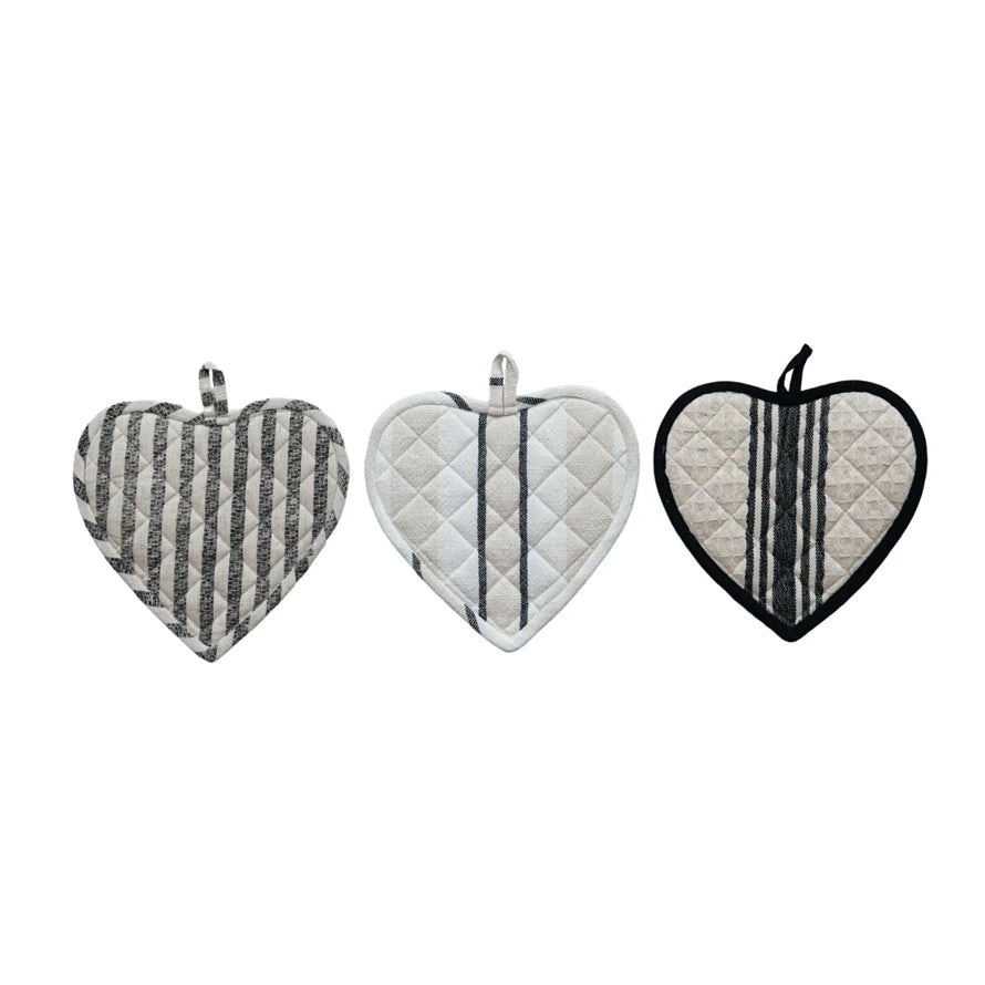 Quilted Heart Shaped Pot Holder