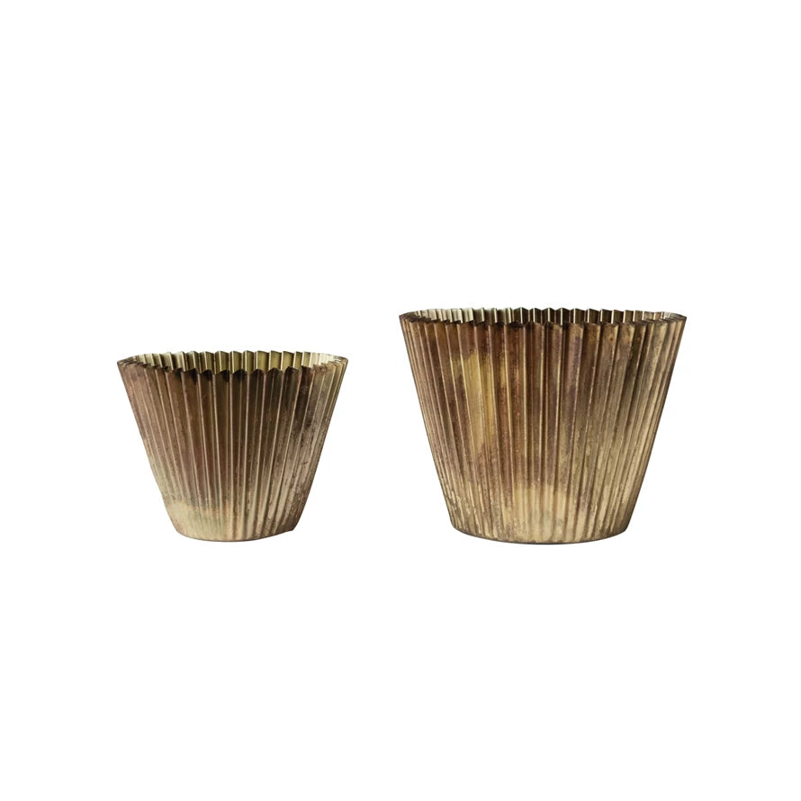 Decorative Metal Fluted Planter