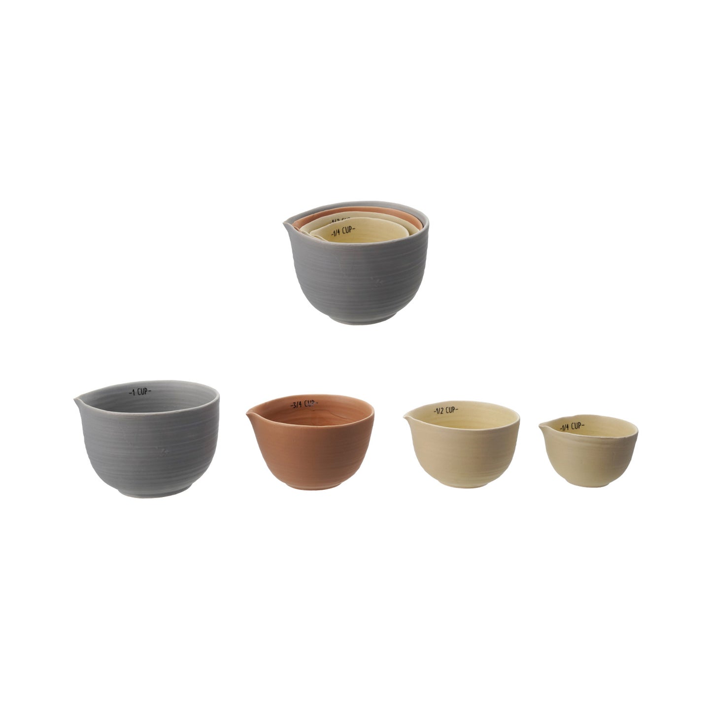 Stoneware Measuring Cups, Matte Finish, Set of 4