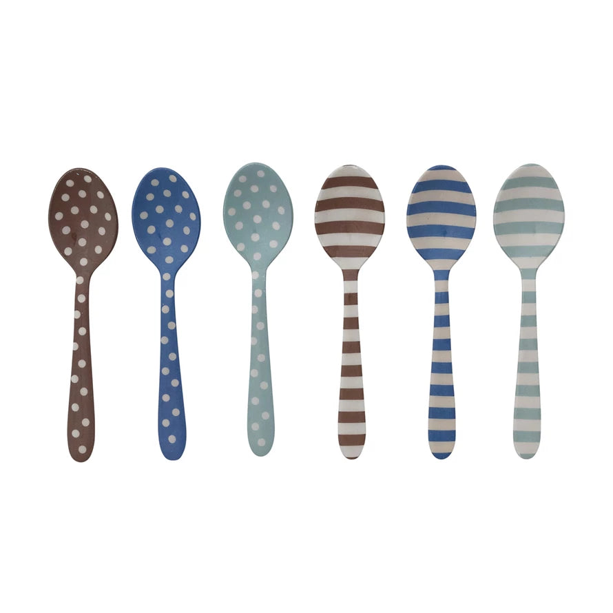 Enameled Stainless Steel Spoon with Stripes/Dots,