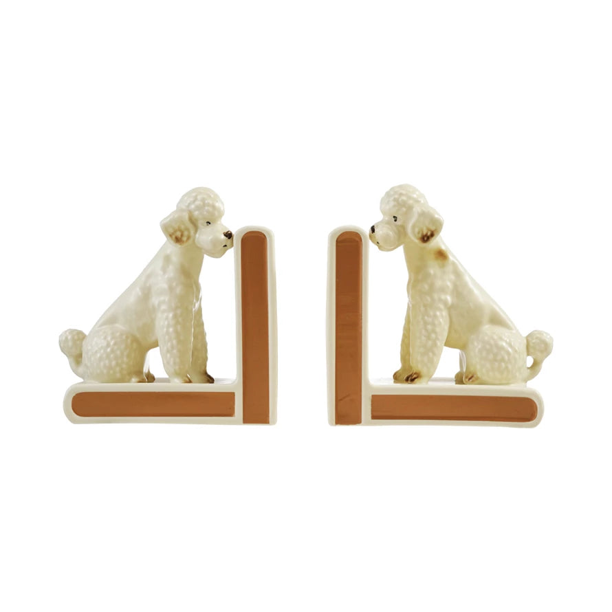 Stoneware Poodle Shaped Bookends