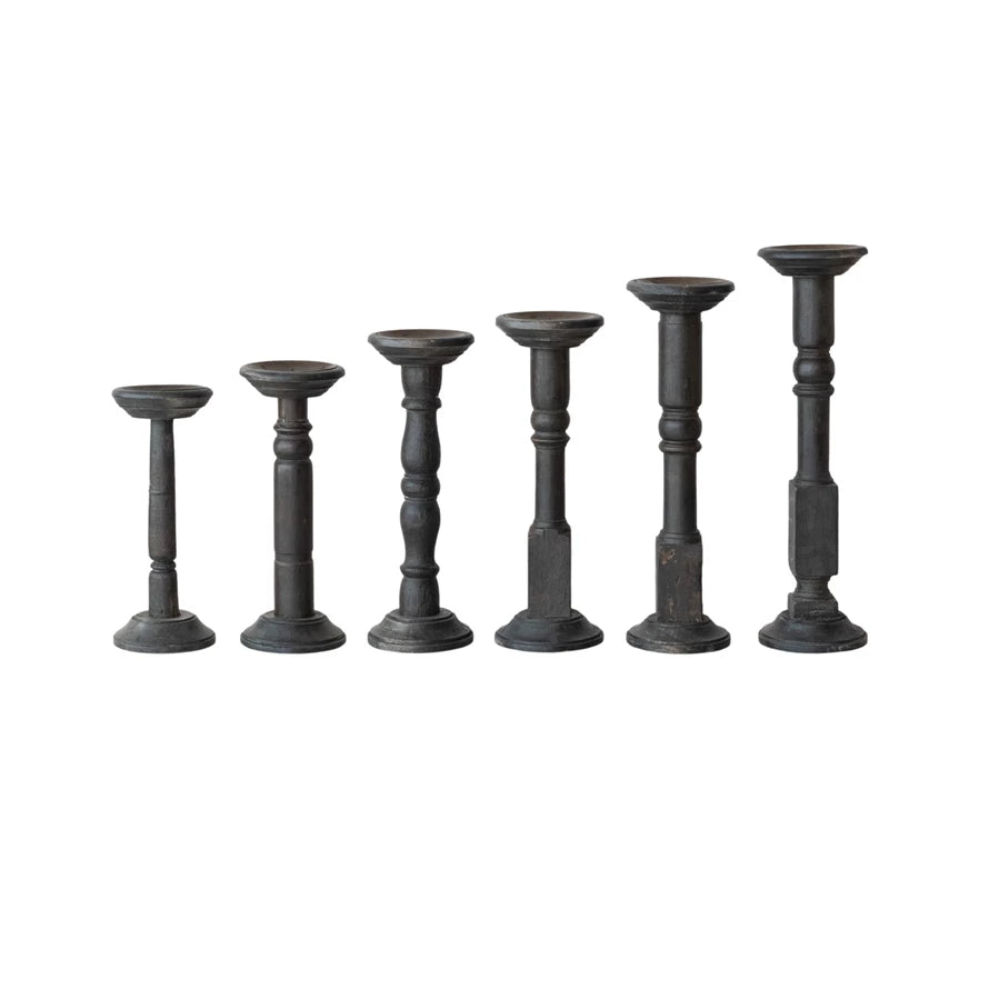 Found Turned Wood Candle Holders