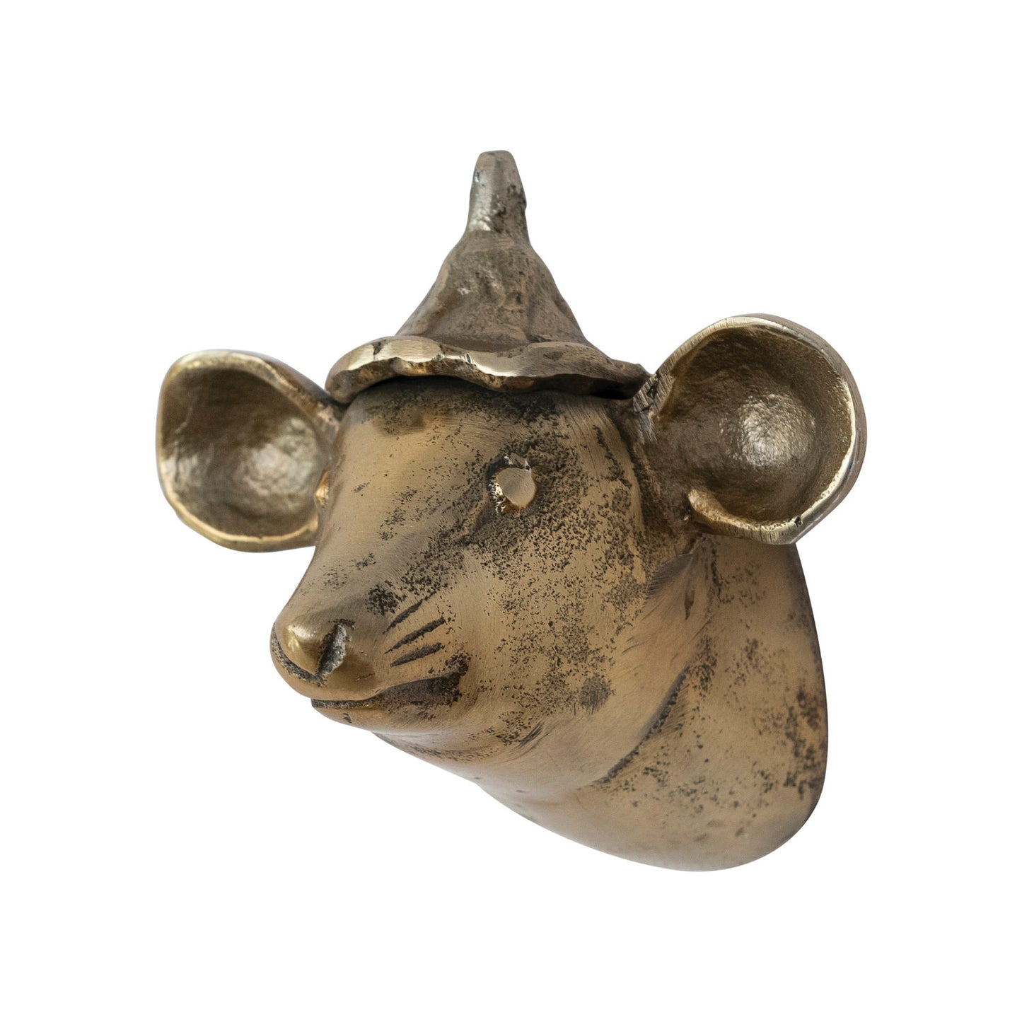 Cast Aluminum Mouse Head with Hat