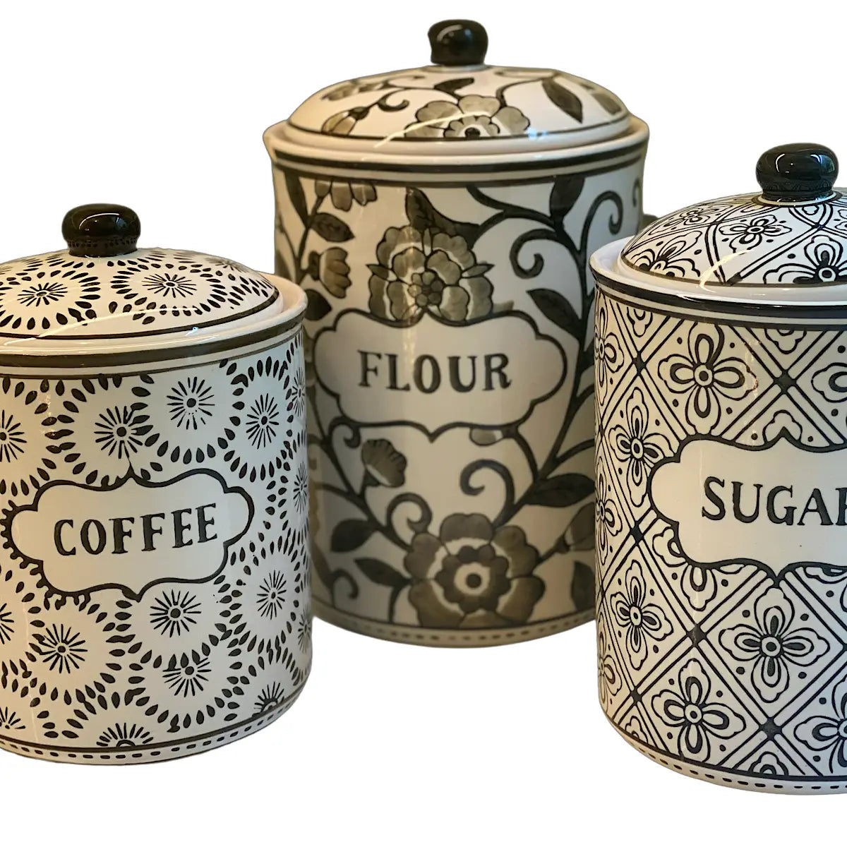 3 Piece Black & White Canister Set