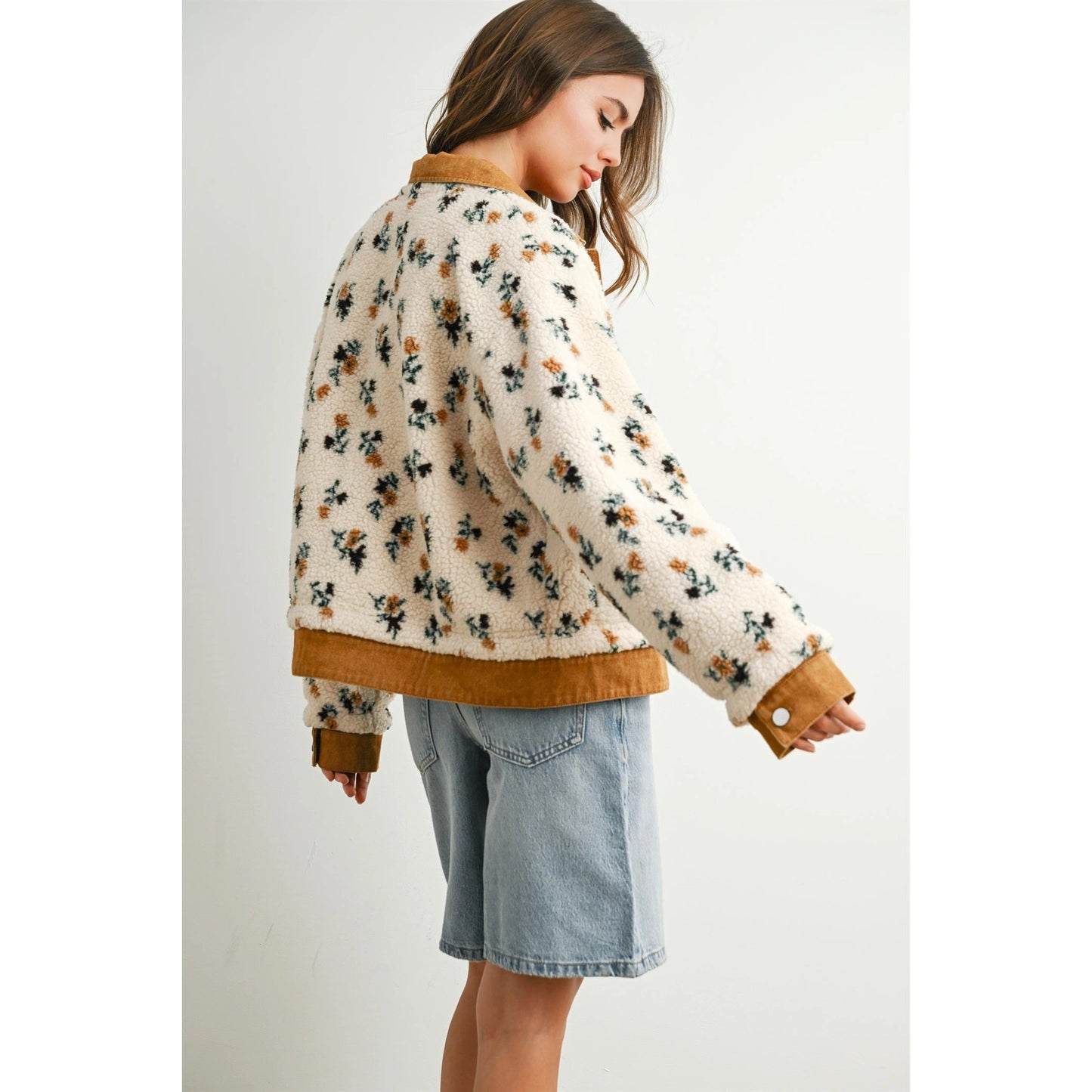 Floral Collared Button Down Jacket