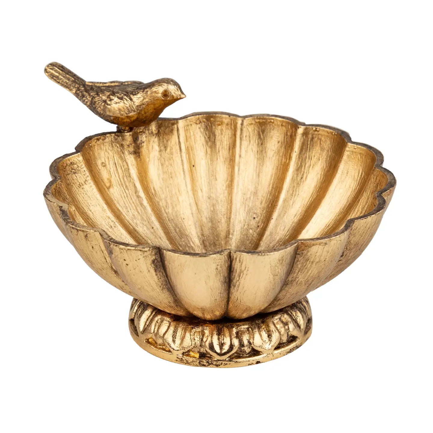 Cast Metal Gold Bird Bowl