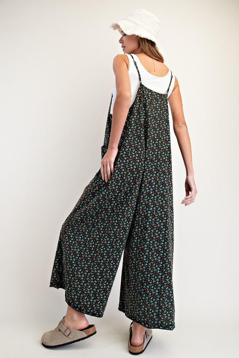 Floral Print Cotton Jersey Jumpsuit