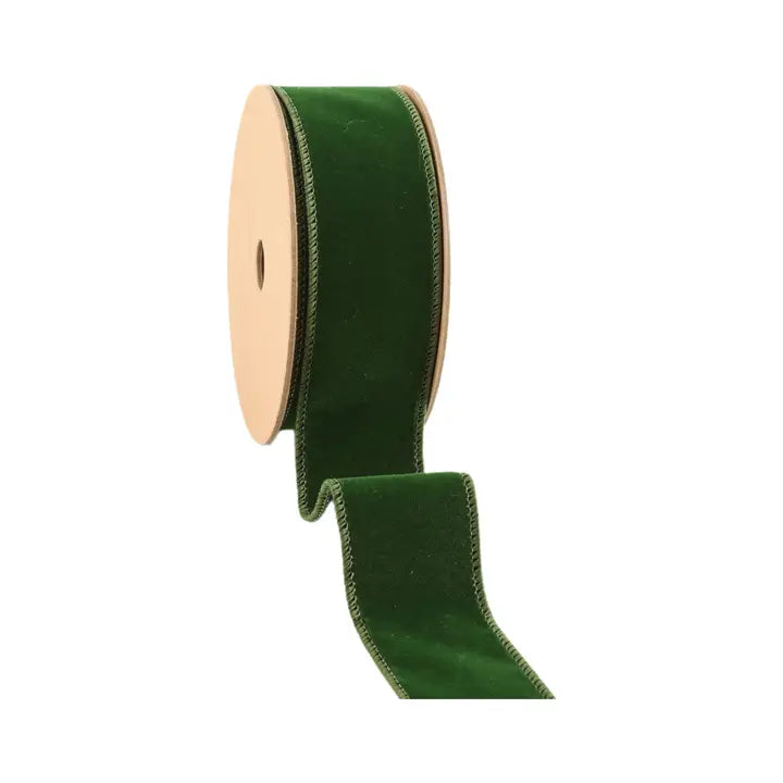 1.5" Spruce Velvet Wired Edge Ribbon