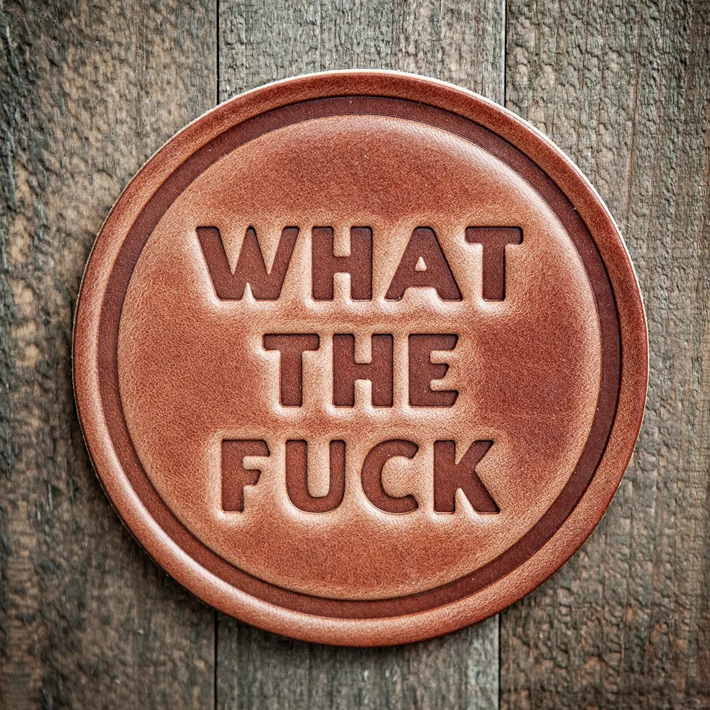 What the Fuck Leather Coaster