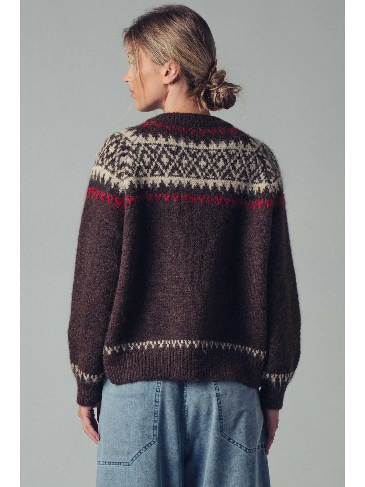 Fair Isle Nordic Toggle Knit Cardigan