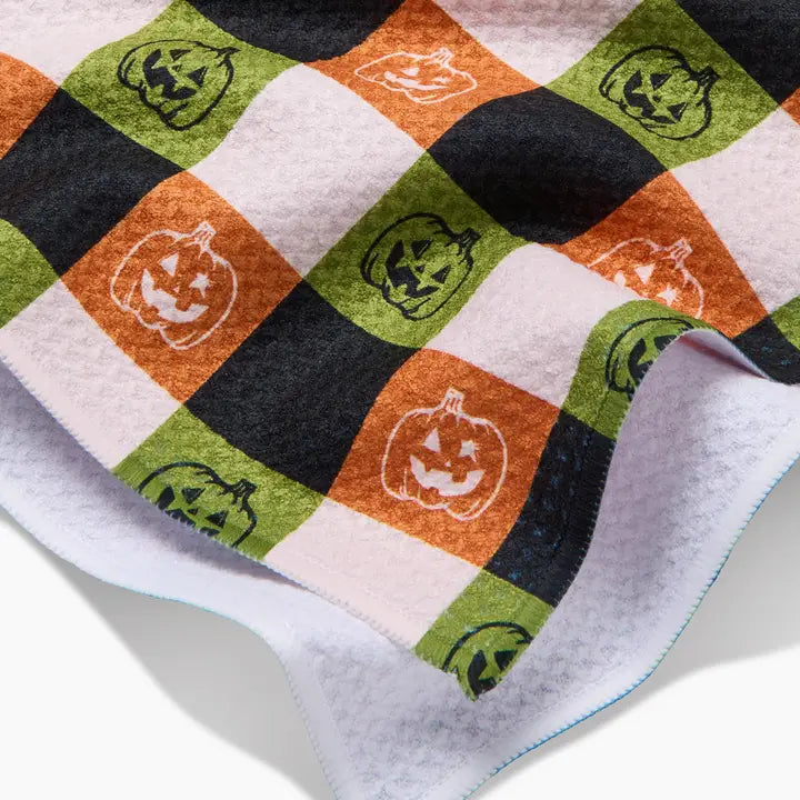 Jack o Lantern Checker Tea Towel