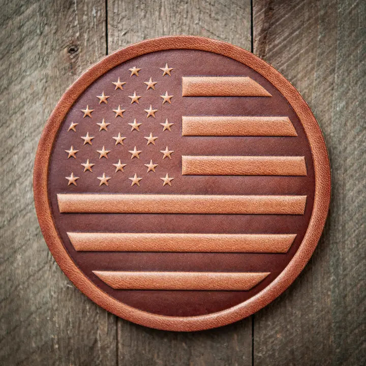 American Flag Leather Coaster