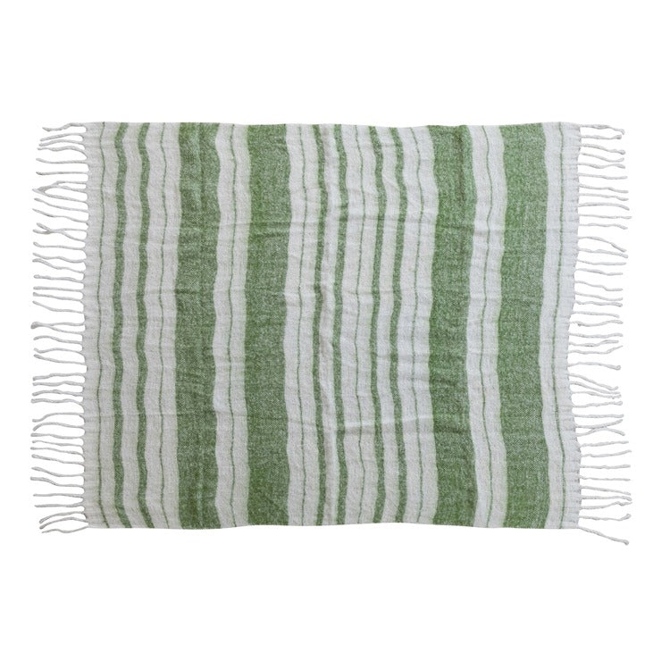 Green & Natural Brushed Throw