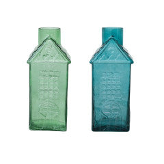 Blue Pressed Glass House Vase