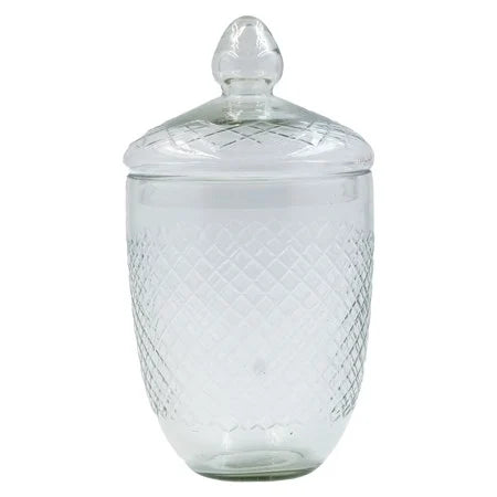 9" Cut Blown Glass Jar