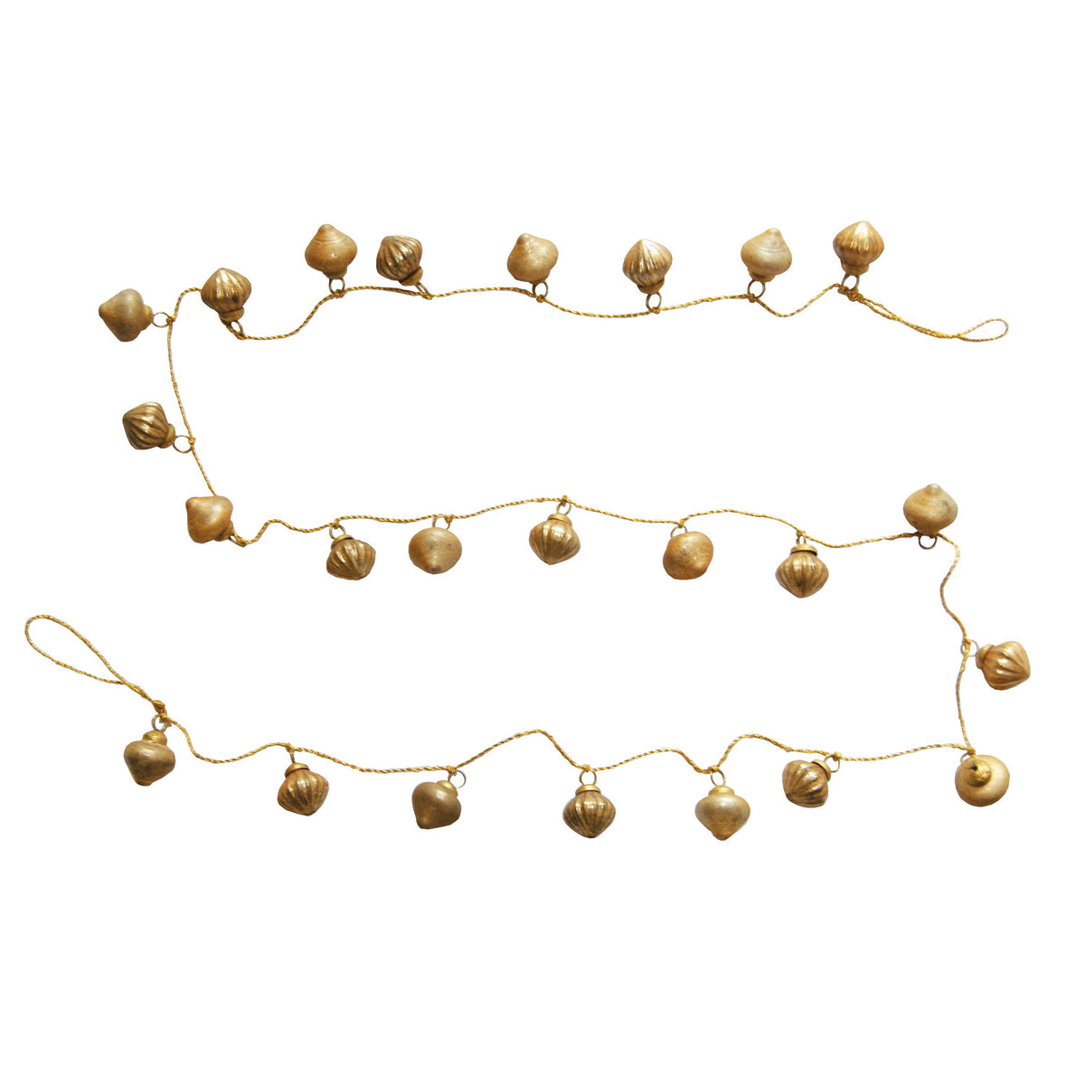72" Embossed Mercury Glass Ornament Garland with Gold Cord