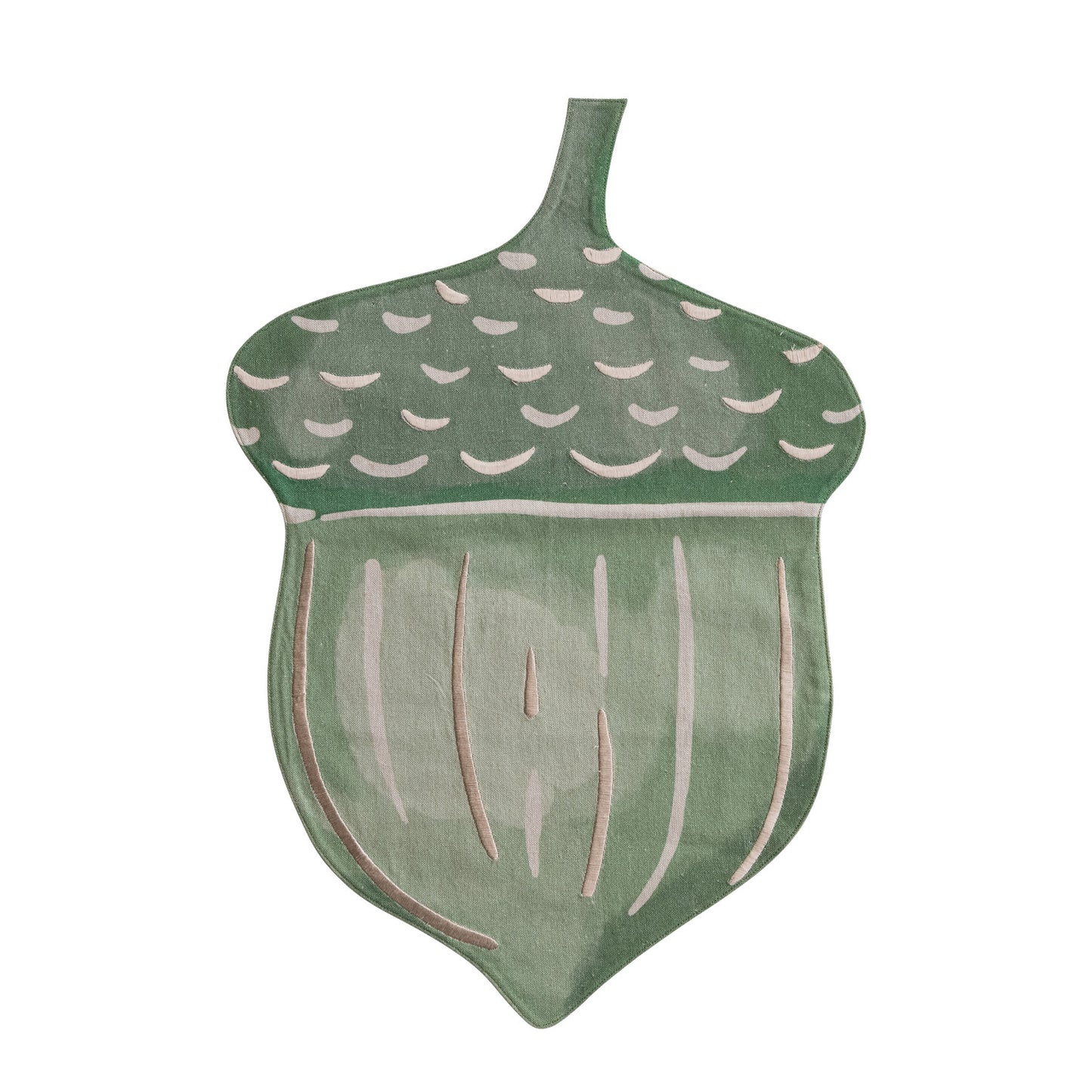 Cotton Chambray Acorn Shaped Placemat with Embroidery ©