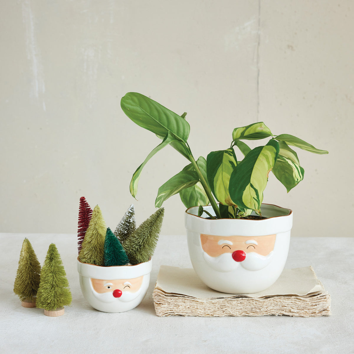 Small Stoneware Santa Head Shaped Mixing Bowl