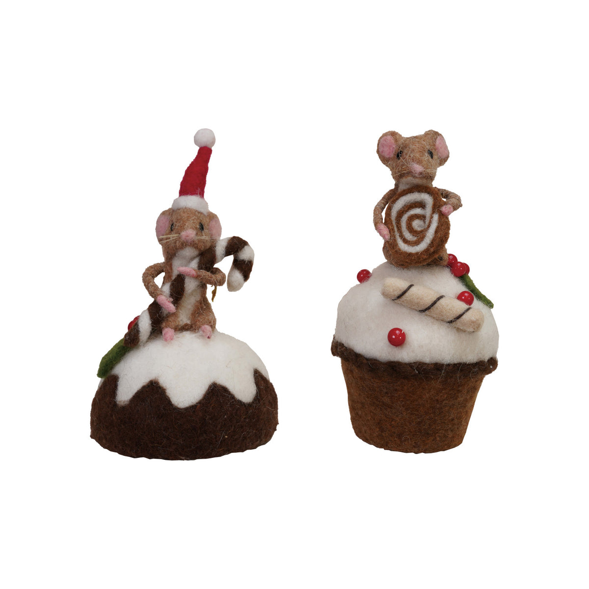 Handmade Wool Felt Mouse on Cake