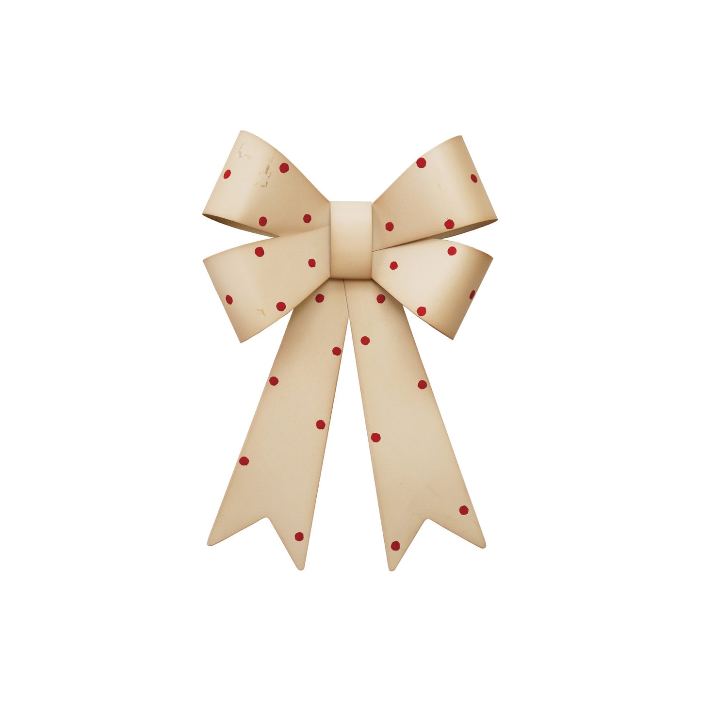 Metal Bow Wall Décor with Polka Dots, Cream Color & Red