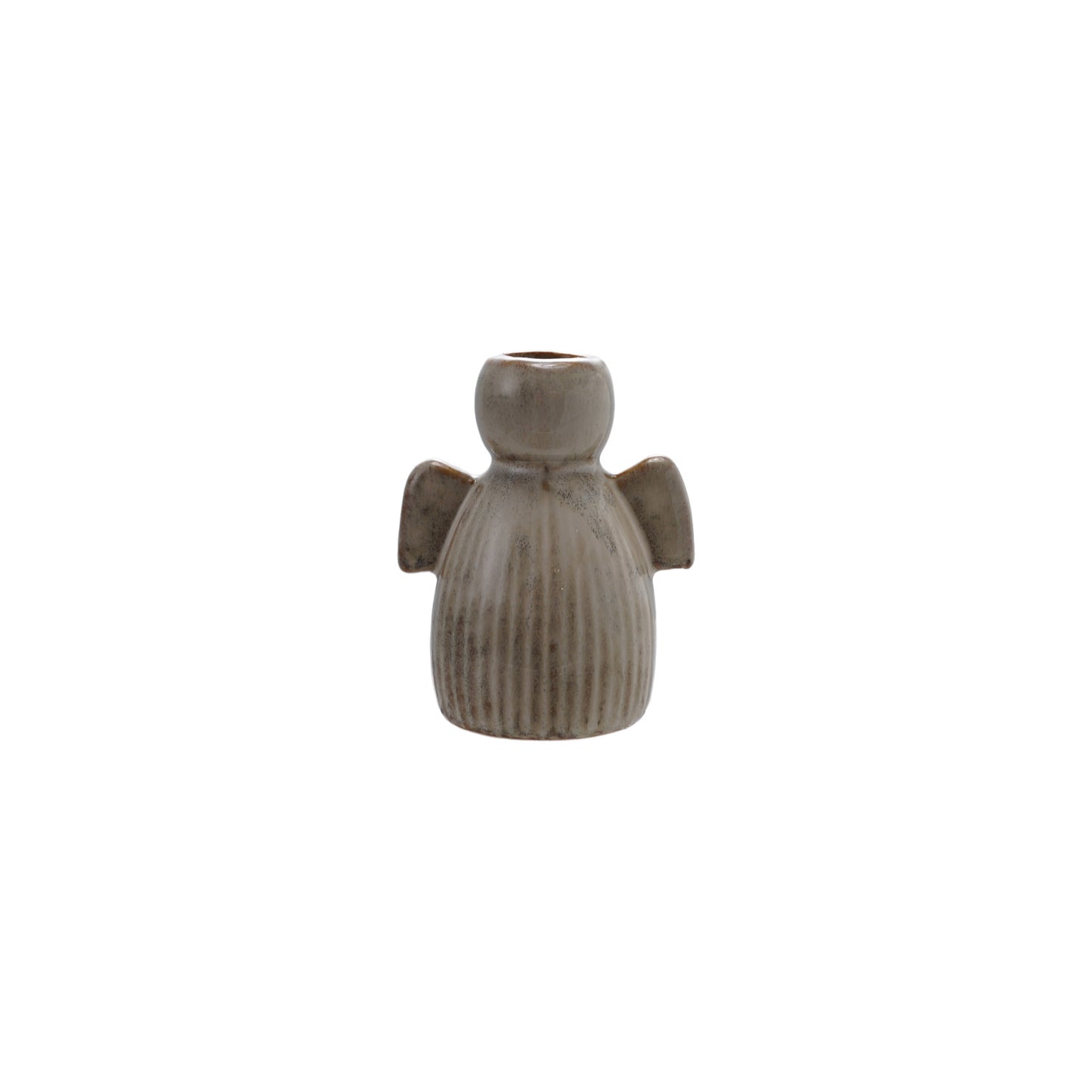Stoneware Fluted Angel Taper Holder, Reactive Glaze (Each Will Vary)
