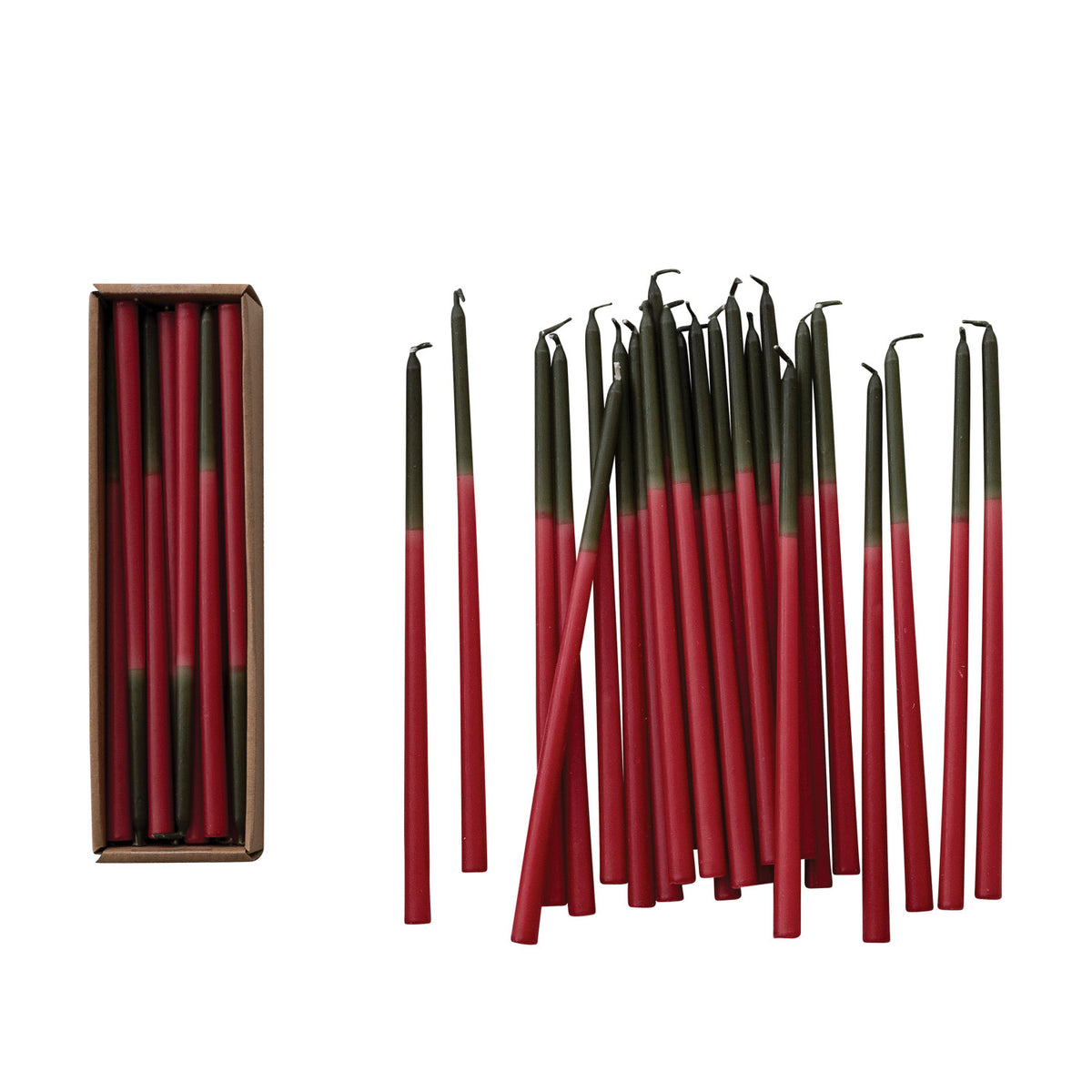 24 Unscented Two-Tone Thin Taper Candles in Box