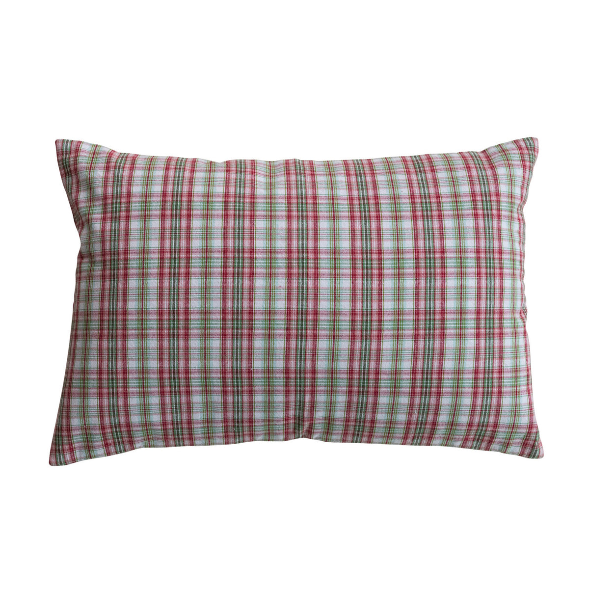 24x16" Cotton Plaid Lumbar Pillow