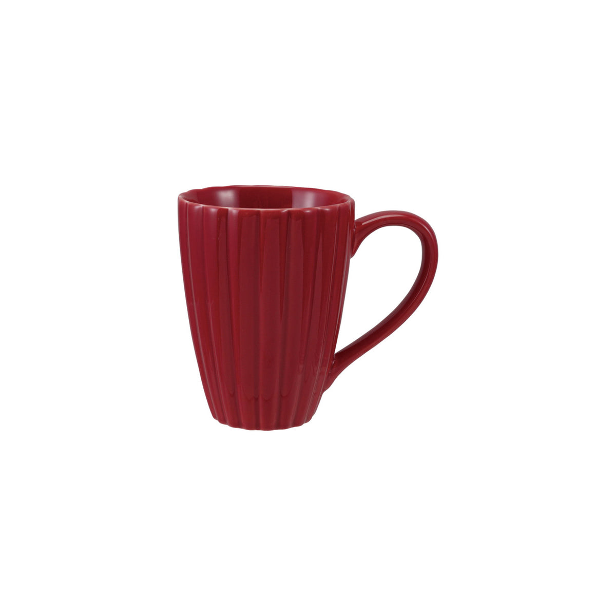14 oz. Stoneware Ribbed Mug Red