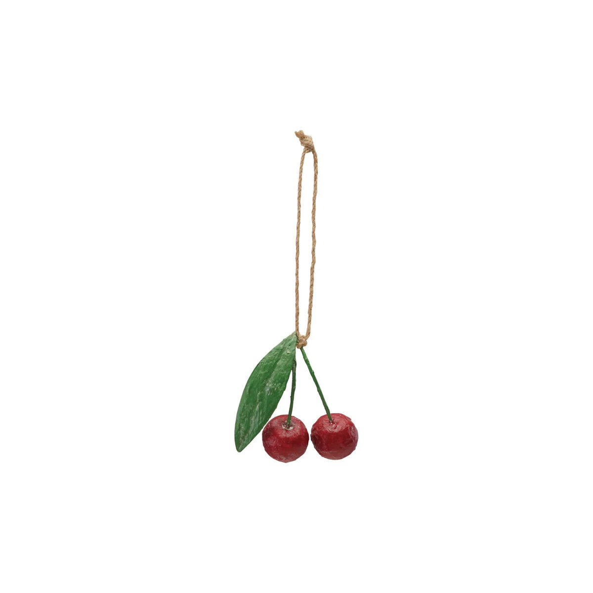 Handmade Paper Mache Cherries Ornament