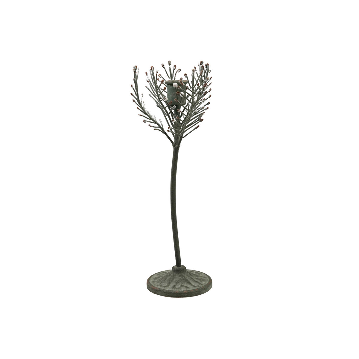 Painted Metal Pine Sprig Shaped Taper Holder