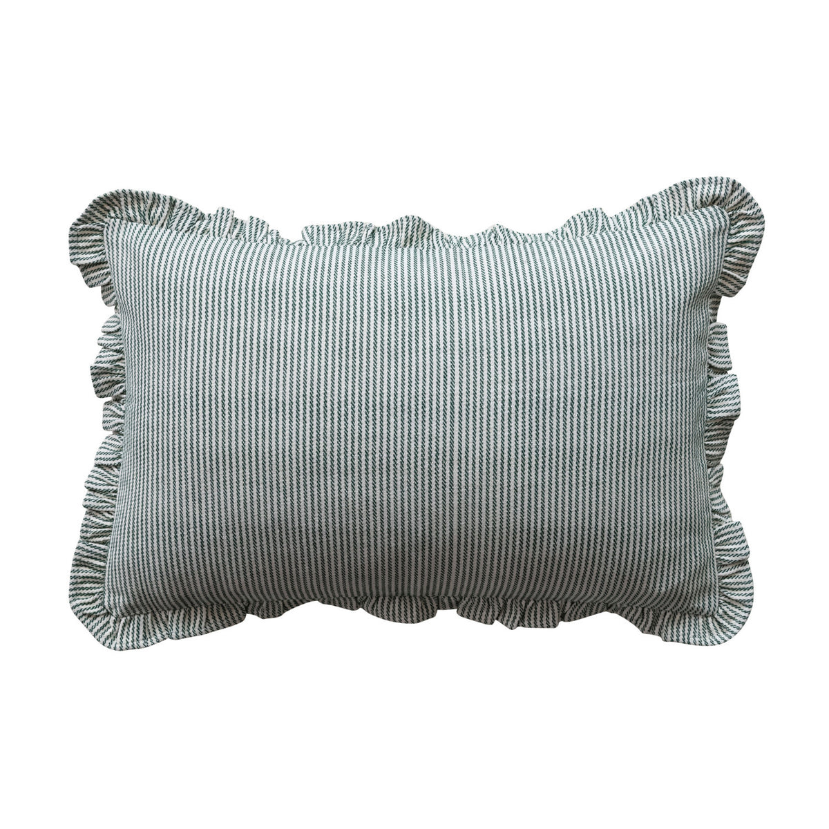 Green Striped Ruffle Pillow