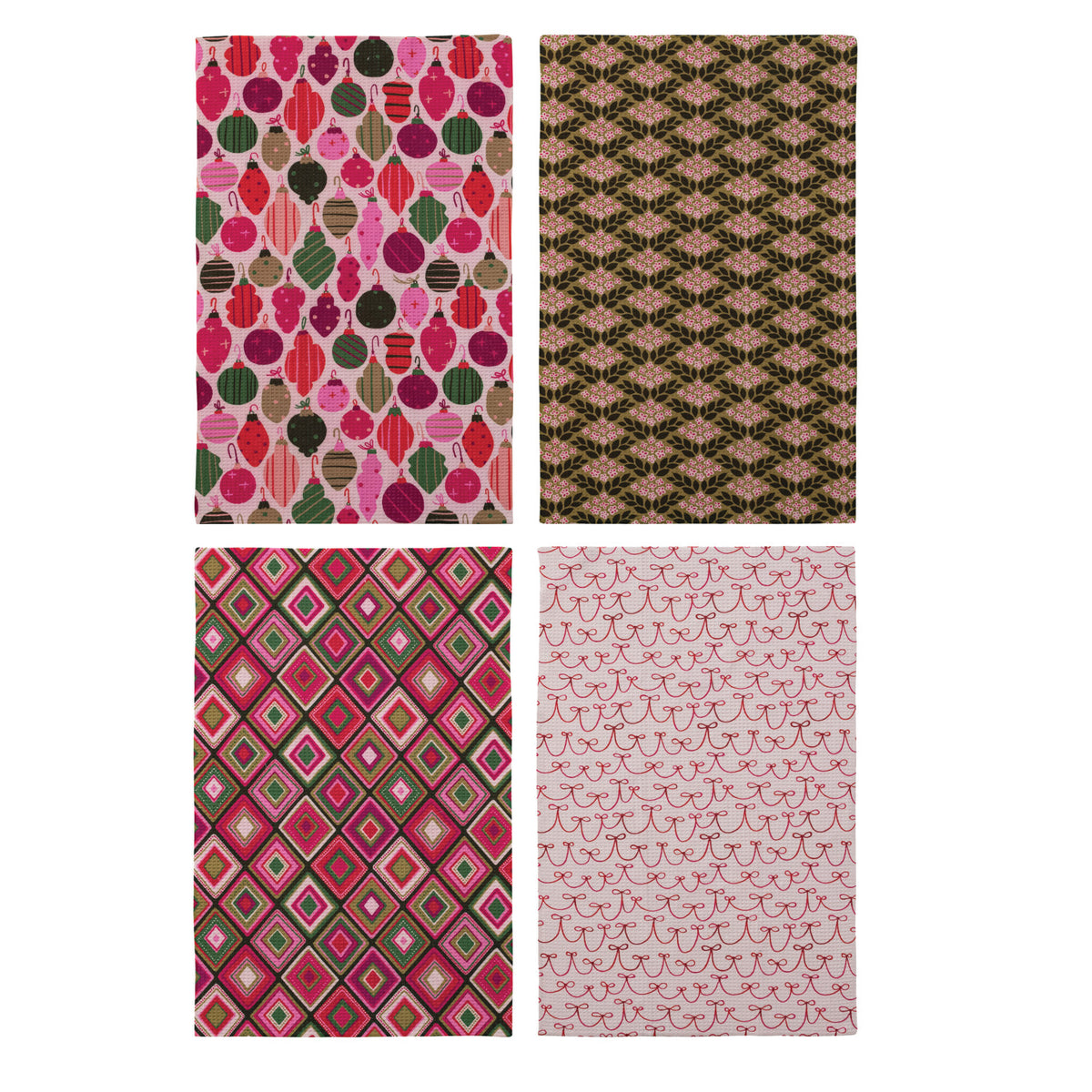 Woven Printed Microfibre Tea Towel with Holiday Pattern