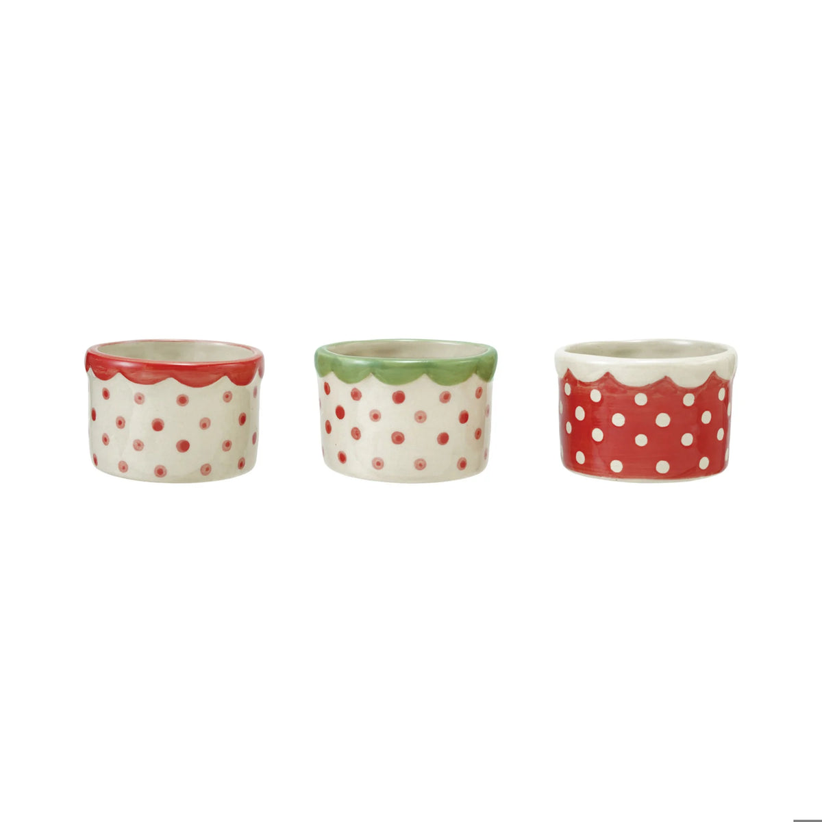 Hand-Painted Stoneware Container with Polka Dots
