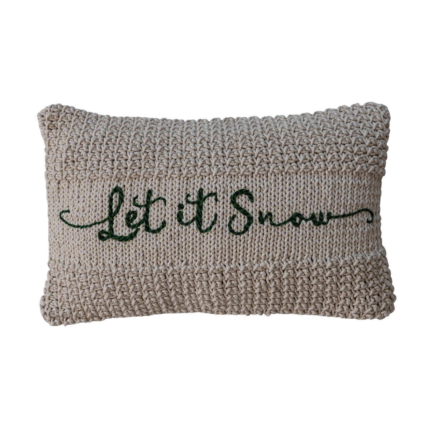 Gold Thread Embroidery "Let It Snow" Pillow