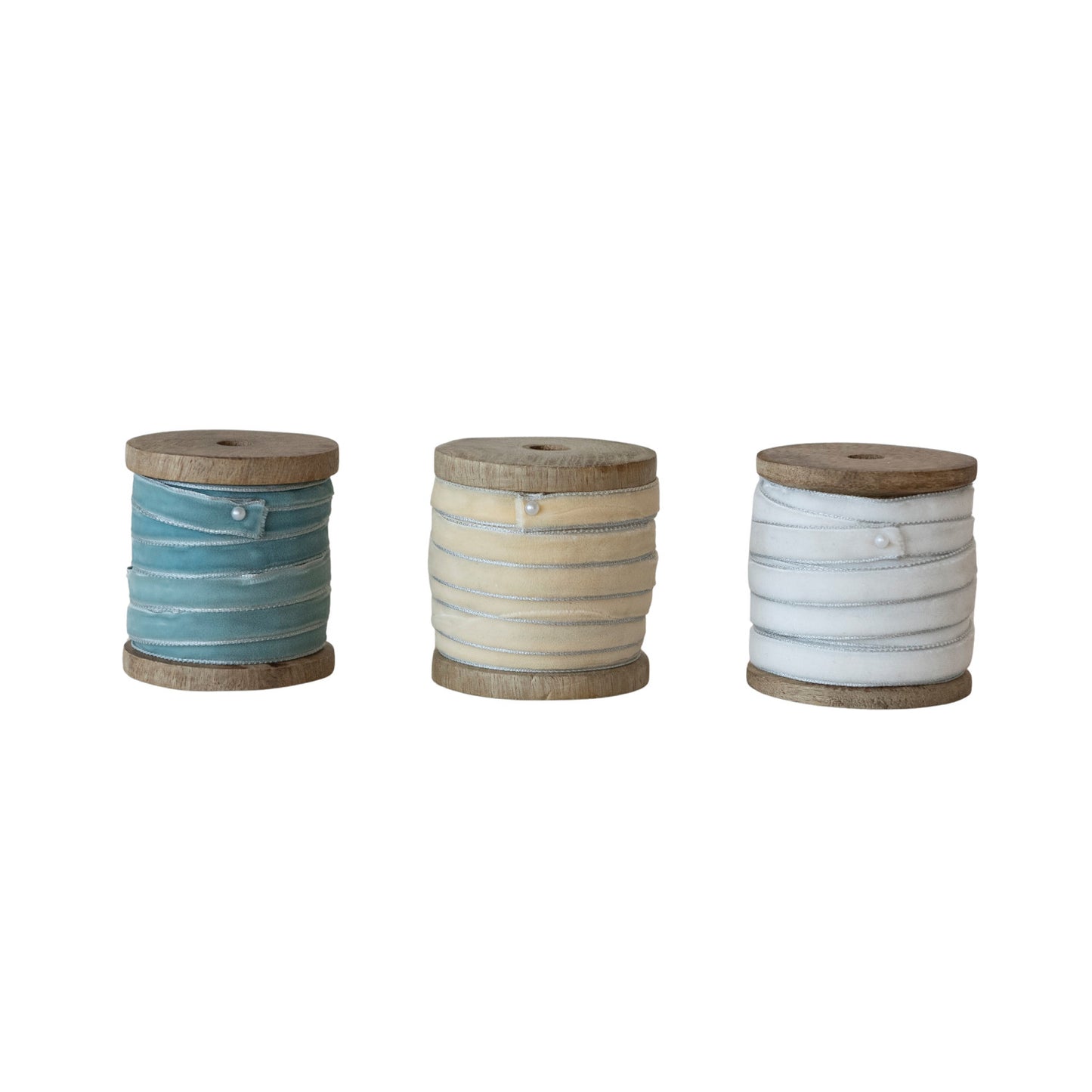 10 Yard 1/4"W Velvet Ribbon with Metallic Silver Edge