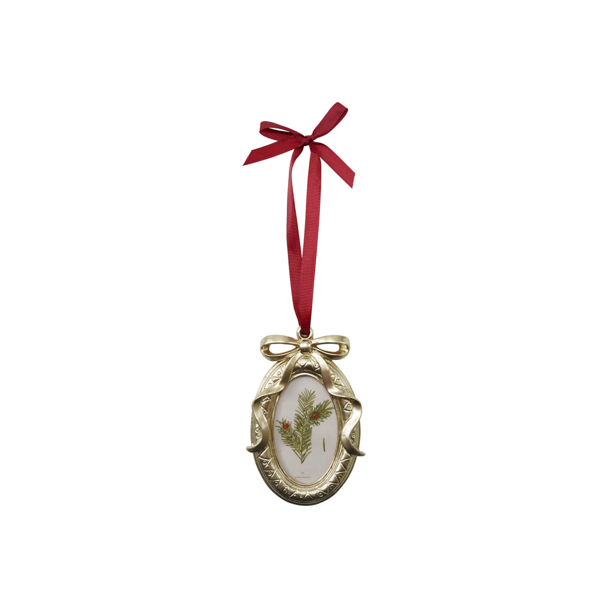 Resin Photo Frame Ornament with Bow & Burgundy Grosgrain Ribbon