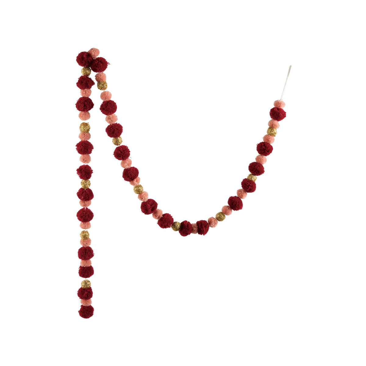 72" Burgundy/Gold Pom Pom Garland