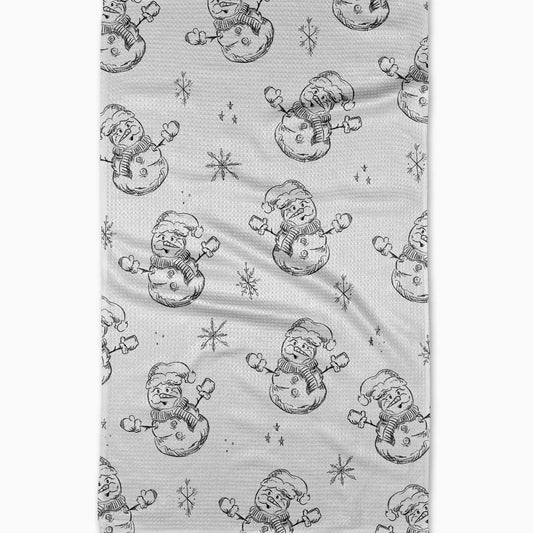 Snowman Charcoal Geometry Tea Towel